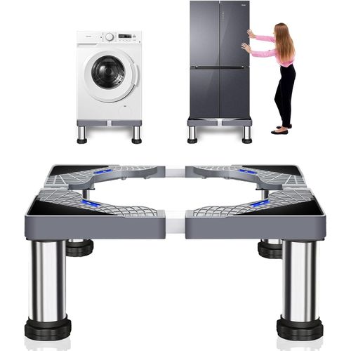 Support Machine A Laver, Socle Machine A Laver, Largeur Réglable 40-60Cm, Avec 4 Pieds Stable Pour Machine À Laver, Pour Réfrigérateur, Sèche-Linge, Congélateur, Hauteur 23-26Cm[MAC0529]