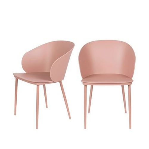 Drawer - Gigi - Lot De 2 Chaises En Résine Et Métal - Rose