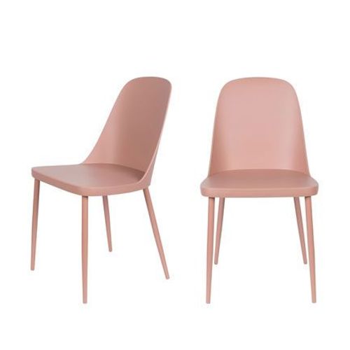 Drawer - Pip - Lot De 2 Chaises En Résine Et Métal - Rose