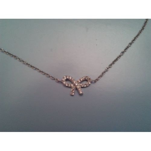 Chaîne De Cheville Argent Avec Noeud Argent Et Oz Blanc