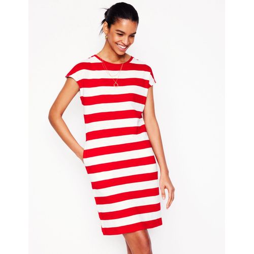Robe T-Shirt Leah En Jersey-Rayé Rouge Coquelicot, Blanc