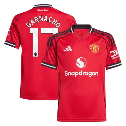 Maillot Domicile Manchester United Adidas 2025-26 - Enfant Avec Flocage Garnacho 17