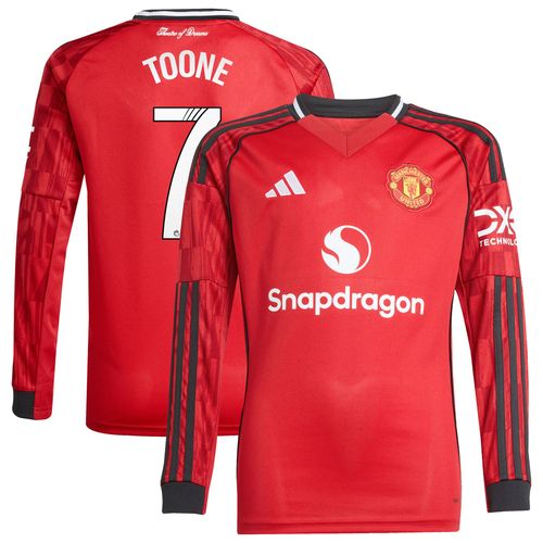 Maillot Domicile Manchester United Adidas 2025-26 - Enfant - Manches Longues Avec Flocage Toone 7