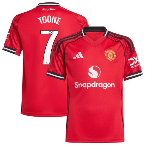 Maillot Domicile Manchester United Adidas Wsl 2025-26 - Enfant Avec Flocage Toone 7