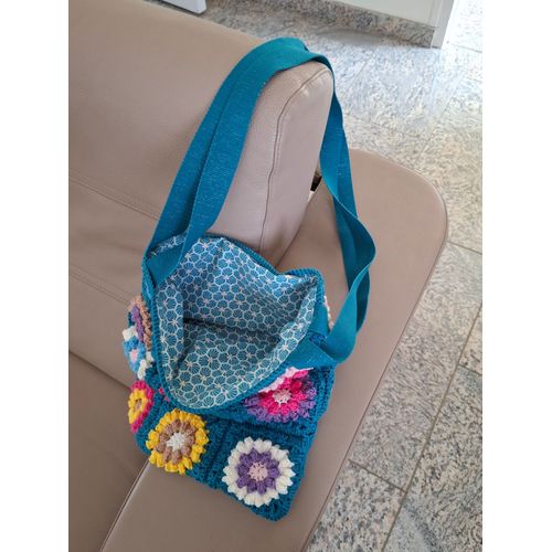Sac En Carrés De Coton Au Crochet