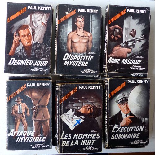Lot De 24 Romans D'Espionnage Par Paul Kenny - Série Francis Coplan Fx 18 - Fleuve Noir Espionnage 1953-1958 (Première Édition) - Couvertures Illustrées Par Michel Gourdon Sur Fond Noir