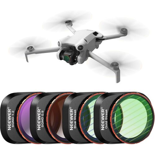Neewer Lot De 4 Fltres Nd Et Compatibles Avec Dji Mini 4 Pro, Gnd0.9 Gnd1.2, Filtres À Effet Anamorphique À Bords Doux, Densité Neutre/Strie Bleue/Dorée-Neewer