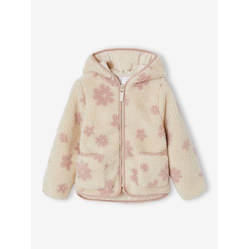 Veste Sherpa À Capuche Motifs Fleurs Pop Fille Vanille