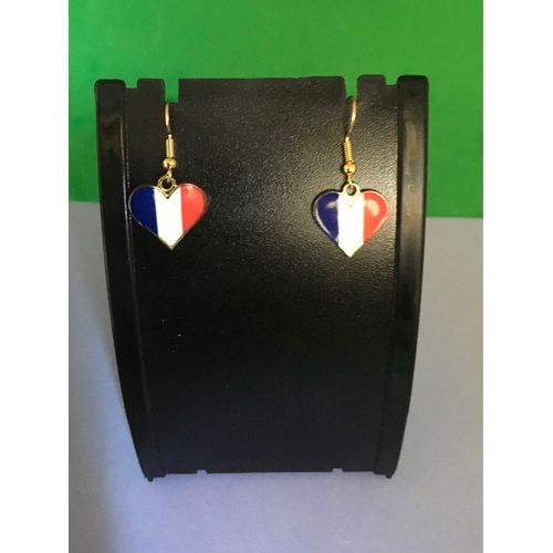 Boucles D¿Oreilles C?ur Drapeau Français 