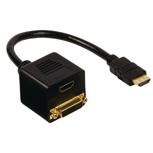 Câble HDMI haute vitesse avec connexion Ethernet HDMI - DVI-D 24+1p femelle + entrée HDMI 0,20 m Noir