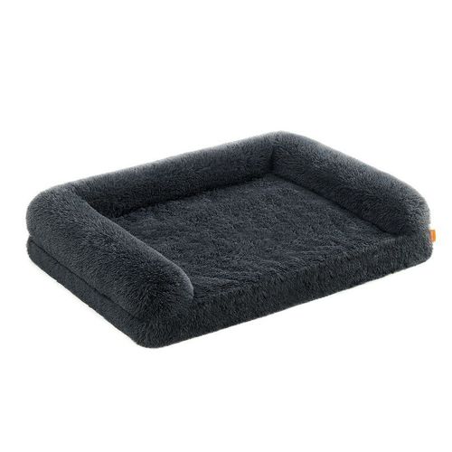 Fluffyhug Panier Pour Chien, Pour Chiens De Taille Moyenne Et Grande, En Mousse Alvéolée, Avec Housse Amovible Lavable, 106 X 80 X 23 Cm, Gris Foncé