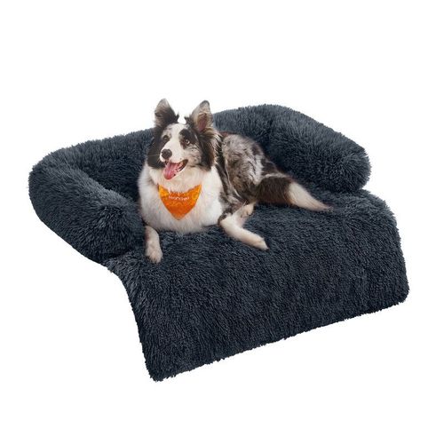Fluffyhug Panier Pour Chien, Tissu Peluche, Tapis, Taille Xl, Pour Chiens De Moyenne Et Grande Taille, 110 X 95 X 18 Cm, Gris Foncé