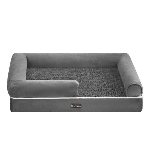 Panier Pour Chien Orthopédique, Rembourrage Moelleux, Bords Rehaussés, Housse Amovible Et Lavable, 91 X 71 X 20 Cm, Antidérapant, Gris Clair