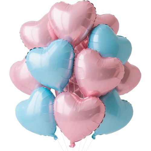 CMJAAGUR-Ballon Coeur,12 Pcs Ballons Rose Bleu Baudruche En Forme De Coeur, Ballons Gonflables Helium Coeur Pour Saint Valentin, Anniversaire, Mariage, Fête D'Enfants, Baby Shower Décoration[M1252]