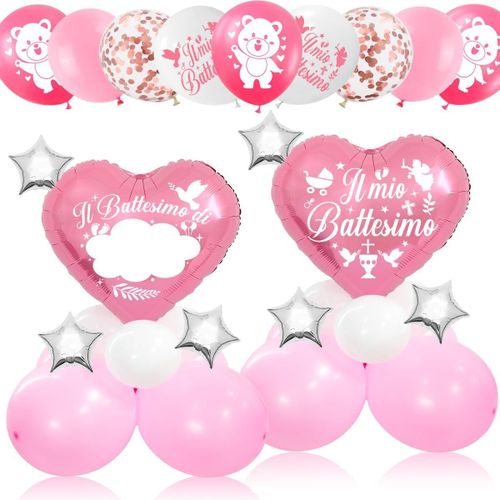 CMJAAGUR-Lot De 2 Ballons Baptême, Baptême, Baptême, Baptême, Baptême, Baptême, Baptême, Filles, Décorations Baptême, Petite Fille, Ballon Baptême[M2371]