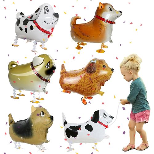 Cmjaagur-Lot De 6 Ballons En Aluminium En Forme D'animal De Marche, Chiot, Marche, Chien, Décoration D'anniversaire, Cadeau[M909]