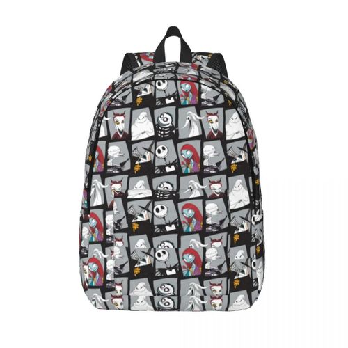 Sac à dos en toile personnalise avec motif Jack Skellington Halloween pour femmes et hommes, imperméable, pour l'ecole et l'université
