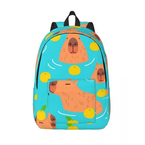 Sac d'ecole léger et décontracté imprime Capybara pour l'ecole, les activités en plein air, le shopping et le bureau