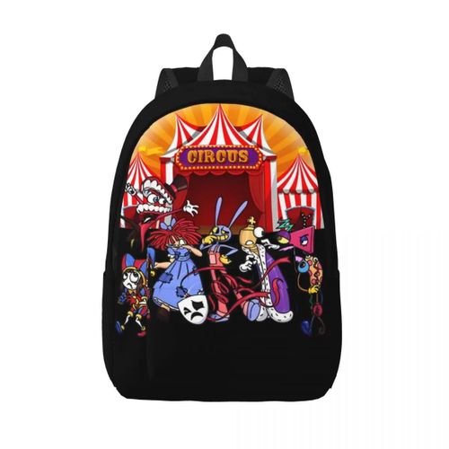 Sac à dos en toile avec motif de cirque numérique pour élèves du primaire, du secondaire et du collège