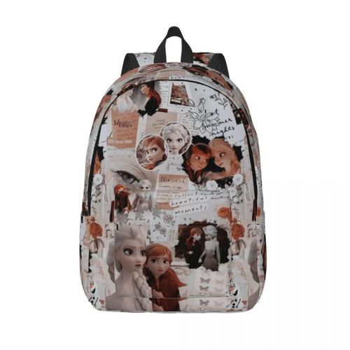 Sac à dos de voyage personnalise Elsa et Anas en toile avec fond d'écran, cartable d'ordinateur, cartable Frozen pour etudiants