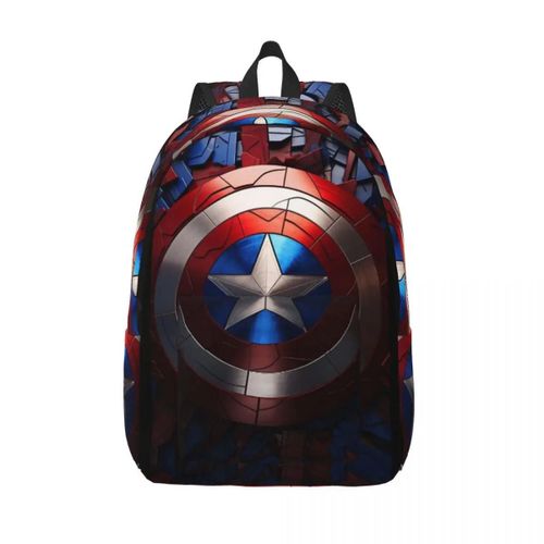 Sacs à dos en toile avec papier peint personnalise pour hommes et femmes, imperméables, imprimes Captain America pour l'ecole et le collège