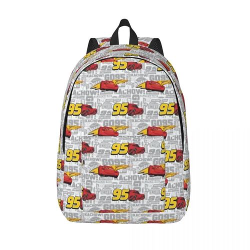 Sac à dos en toile personnalise Lightning McQueen 95, motif voiture de course, pour femmes et hommes, imperméable, pour l'ecole et l'université