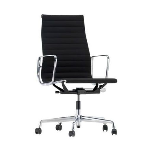 Vitra - Chaise En Aluminium - Ea 119 - Chromã© - Hopsak - Noir - Roulettes Pour Tapis De Sol  - Noir