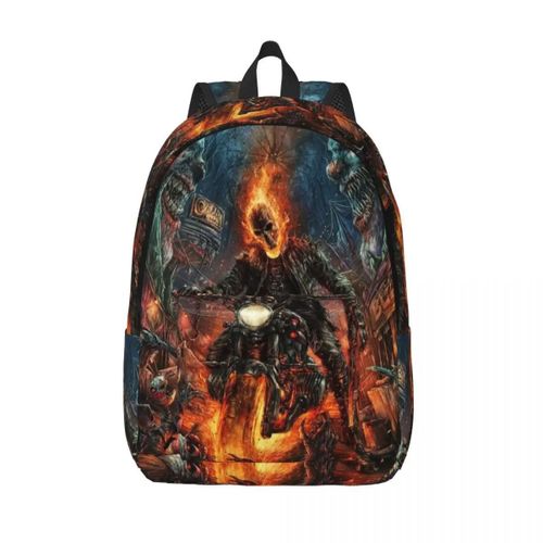 Sac à dos personnalise en toile imprime Ghost Rider pour hommes et femmes, résistant à l'eau, ideal pour l'ecole ou l'université