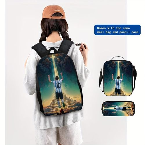 Sac à bandoulière unisexe, simple et tendance, imprime étoiles de football, avec fermeture éclair et sangle réglable, grande capacité, sac de voyage tendance et décontracté, ensemb