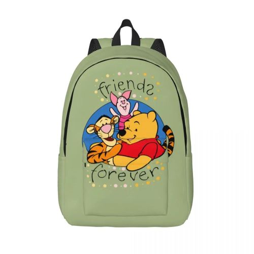 Sac à dos personnalise en toile avec motif ours en peluche Winnie l'ourson pour homme et femme, cartable basique pour l'ecole et l'université