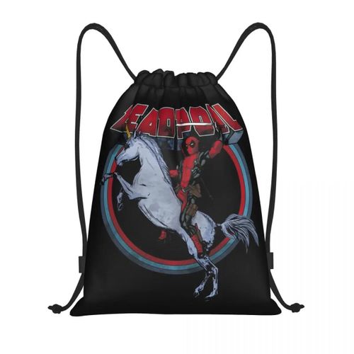 Sac à dos personnalise Deadpool à cheval avec cordon de serrage pour femmes et hommes, sac de sport léger pour l'entraînement