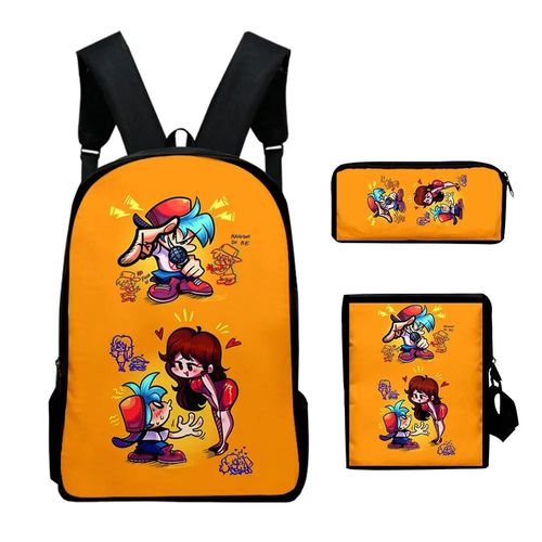 Ensemble de 3 sacs de voyage pour etudiants, imprimes en 3D, style hip-hop, pour ordinateur portable, sac à dos, sac à bandoulière, trousse à crayons