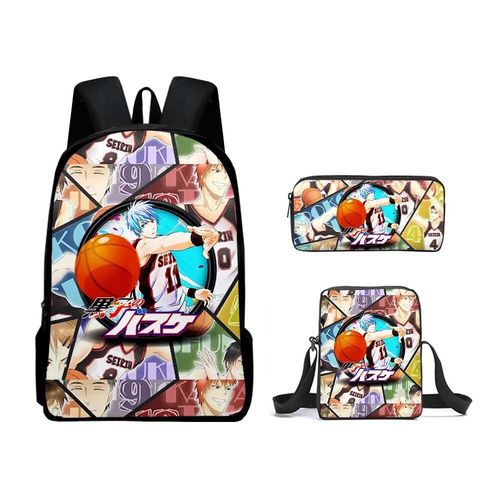 Nouveauté classique Kuroko's 3D Print 3pcs/Set élève sacs d'ecole ordinateur portable sac à dos sac à bandoulière incliné trousse à crayons