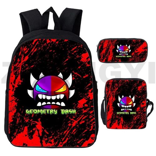 Sac à dos de jeu Angry Geometry Dash pour homme, imperméable, ideal pour les voyages, les loisirs, le collège, le lycée ou l'ordinateur.