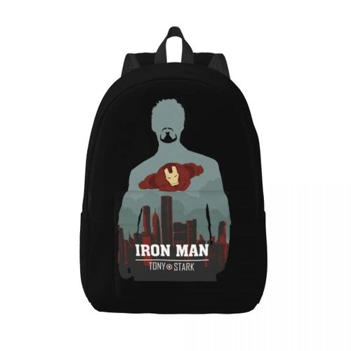Sac à dos en toile personnalise Iron Man Tony Stark pour hommes et femmes, sac d'ecole imperméable avec impression