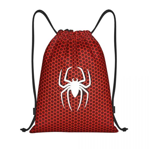 Sac à dos personnalise avec cordon de serrage, motif toile d'araignée hexagonale, pour femmes et hommes, sac de sport, sac de courses portable Spider Man