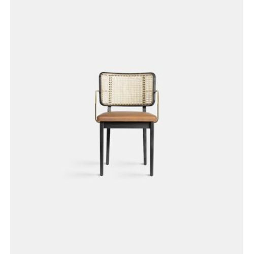 Red Edition - Chaise Cannage - Chãªne Noir / Accoudoirs, Cuir Tabac  - Marron