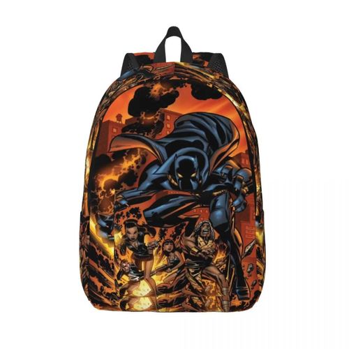 Sac à dos en toile personnalise avec motif de bande dessinée Black Panther pour hommes et femmes, imperméable, imprime, ideal pour l'ecole ou le collège