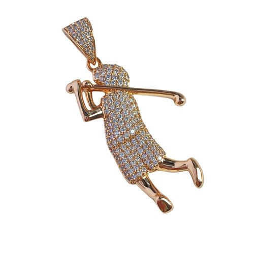 Etoilier Pendentif Hip Hop Femme Homme En Alliage Avec Zircon Cubique, Charme Golf Swing Design Entièrement Pavé De Cristaux, Collier Élégant Pour Quotidien, Soirée Et Vacances