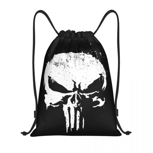 Sacs à cordon personnalises pour super-héros, sac à dos léger pour femmes et hommes, motif tête de mort Punisher, pour le sport, la salle de sport, le rangement