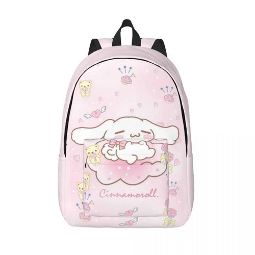 Sacs à dos en toile rose personnalises pour femmes et hommes, imperméables, imprimes Cinnamoroll, pour l'ecole et le collège