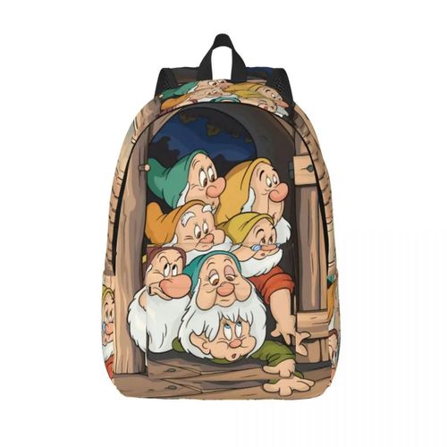 Sac à dos en toile personnalise Blanche-Neige et les Sept Nains pour femmes et hommes, imperméable, imprime dessin anime, pour l'ecole et l'université