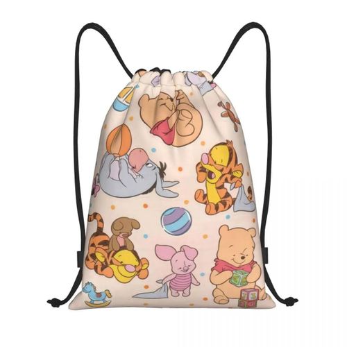 Sac à dos personnalise avec cordon de serrage Winnie l'ourson et ours en peluche pour femmes et hommes, sac de sport, sac d'entraînement portable