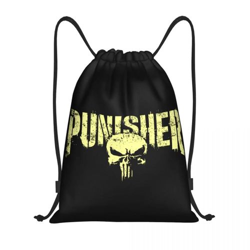 Sacs à cordon personnalises pour super-héros, sac à dos léger pour hommes et femmes, motif tête de mort Punisher, sac de rangement pour le sport et la salle de sport