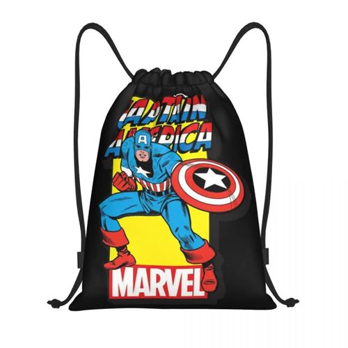 Sac à dos personnalise avec cordon de serrage et motif Captain America pour femme et homme, sac de sport pliable pour entraînement