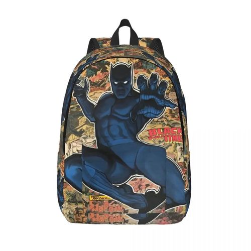 Sac à dos personnalise en toile avec motif de dessin anime Black Panther pour femmes et hommes, cartable décontracté pour l'ecole et le collège