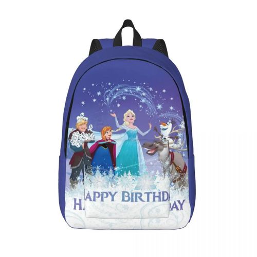 Sac à dos personnalise en toile «La Reine des Neiges Joyeux Anniversaire» pour hommes et femmes, imperméable, imprime Anime, pour l'ecole et les livres