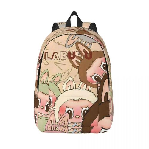 Sac à dos Kawaii Labubu pour hommes et femmes, décontracté, etudiant, randonnée, voyage, dessin anime, sac à dos en toile, cadeau
