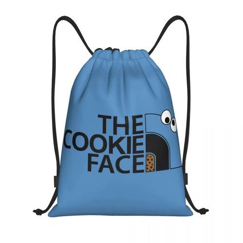 Sac à dos personnalise avec cordon de serrage, motif Cookie Monster, pour homme et femme, ideal pour le sport, le shopping ou les courses