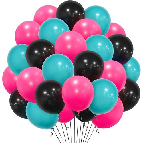 CMJAAGUR-Lot De 30 Ballons De Fête Sur Le Thème De La Musique - 30,5 Cm - Ballons En Latex À L'Hélium Pour Anniversaire Des Années 80/90 - Décoration De Fête Hip-Hop, Rock And Roll - Rose Vi[M2401]